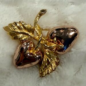 Joan Rivers Rose Gold & Yellow Gold tone Strawberry Brooch